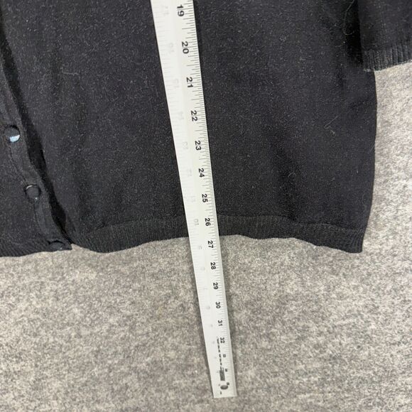 Notations Cardigan Women 2X Plus Black Floral Button Up Long Sleeve Cotton - Picture 7 of 8